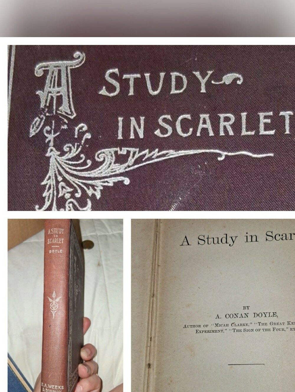 A Classic By Conan Doyle, A Study in Scarlet -  Cloth Hardcover. Sherlock Holmes